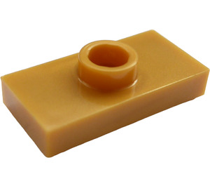 LEGO Pearl Gold Plate 1 x 2 with 1 Stud (with Groove and Bottom Stud Holder) (15573 / 78823)