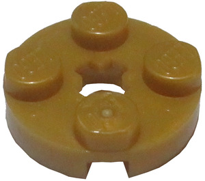 LEGO Pearl Gold Plate 2 x 2 Round with Axle Hole (with '+' Axle Hole) (4032)