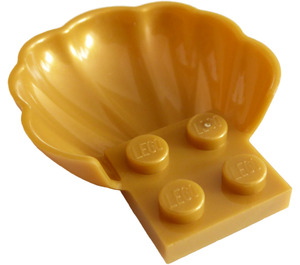 LEGO Perlově zlatá Deska 2 x 2 s Polovina Shell (18970)