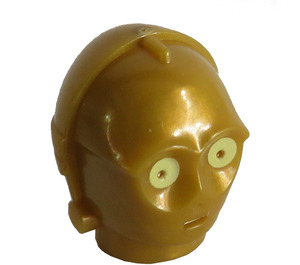 LEGO Or Perlé Protocol Droid Tête avec Bright Lumière Jaune Yeux (10971 / 24049)