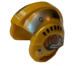 LEGO Pearl Gold Rebel Pilot Helmet with Snub Fighter Pilot Pearl Gray Stripes (30370 / 104347)