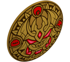 LEGO Pearl Gold Round Shield with Curved Face with Gold Dragon Face (75902 / 105523)