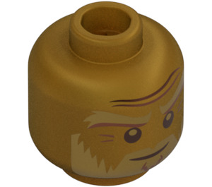 LEGO Pearl Gold Sensei Wu - Golden Minifigure Head (Recessed Solid Stud) (3626 / 74249)