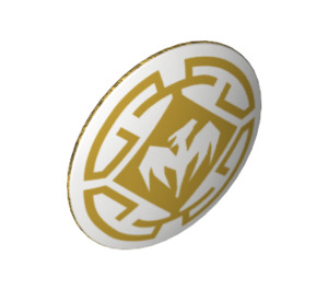 LEGO Pearl Gold Shield - Curved with White dragon (38861 / 75902)