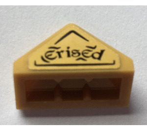 LEGO Pearl Gold Slope 1 x 2 (45°) Triple with "erised" Sticker with Inside Stud Holder (15571)