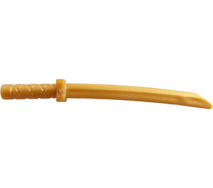 LEGO Or perlé Épée avec garde carrée et pommeau sur la poignée (Shamshir) (21459)