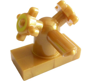 LEGO Perlgold Zapfhahn 1 x 2 mit Zwei Griffe (Kleine Griffe) (13770 / 28920)