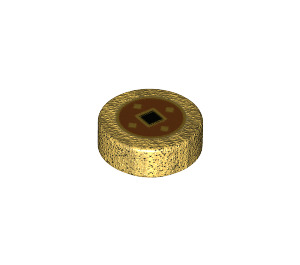 LEGO Oro perlato Piastrella 1 x 1 Rotondo con Chinese Coniare (35380 / 83665)