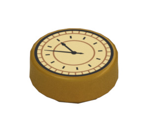 LEGO Perle guld Flise 1 x 1 Rund med Clock Ansigt (35380 / 83519)