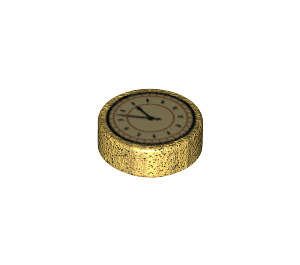 LEGO Pearl Gold Tile 1 x 1 Round with Clock Face (35380 / 83519)