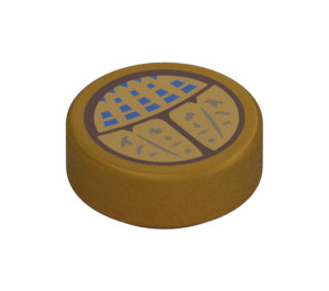 LEGO Pearl Gold Tile 1 x 1 Round with Gold Scarab with Blue Dots (35380 / 104133)