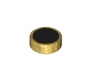 LEGO Pearl Gold Tile 1 x 1 Round with Large Black Dot (35380)