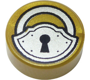 LEGO Parelmoer goud Tegel 1 x 1 Rond met Padlock (14465 / 98138)