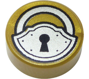 LEGO Pearl Gold Tile 1 x 1 Round with Padlock (14465 / 98138)