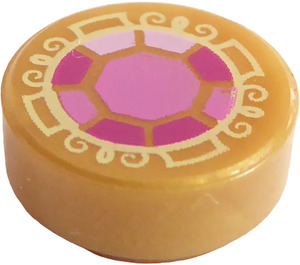 LEGO Or Perlé Tuile 1 x 1 Rond avec Rose Jewel (19997 / 98138)