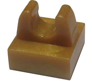 LEGO Pearl Gold Tile 1 x 1 with Clip (No Cut in Center) (2555 / 12825)