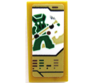 LEGO Pearl Gold Tile 1 x 2 with Spitta Character Card Sticker with Groove (3069)