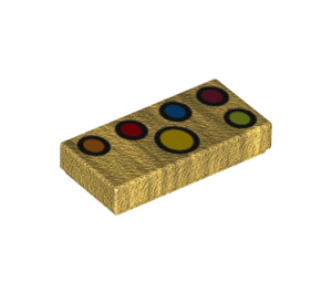 LEGO Pearl Gold Tile 1 x 2 with Thanos arm buttons with Groove (3069 / 38576)