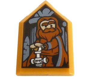 LEGO Pearl Gold Tile 2 x 3 Pentagonal with Hagrid (22385)