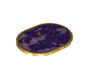 LEGO Pearl Gold Tile 6 x 8 with Rounded Ends with Dark Purple Belle, Cinderella, Ariel and Heart Jewel (65474 / 79605)