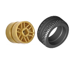 LEGO Perlově zlatá Tyre Normal / Narrow Ø 21 x 9,9 with Rim Narrow Ø14.6 x 9.9