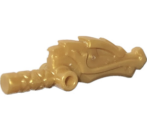 LEGO Pearl Gold Weapon Stick Nunchucks with Dragon Head and 2 Bars on Sides