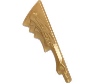 LEGO Pearl Gold Weapon Sword, Serrated Blade with Dragon Head