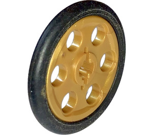 LEGO Pearl Gold Wedge Belt Wheel with Tire for Wedge-Belt Wheel/Pulley