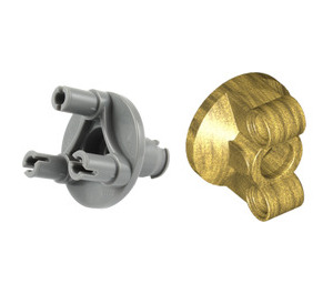 LEGO Pearl Gold Wheel Bearing with Two Pinholes with Dark Stone Gray Wheel Bearing with Three Pins