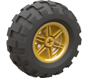 LEGO Pearl Gold Wheel Rim Ø30 x 20 with No Pinholes, with Reinforced Rim with Tyre Balloon Wide Ø56 X 26
