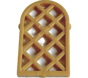 LEGO Perlgold Fenster Pane 1 x 2 x 2.7 Gerundet oben mit Diamant Lattic (29170 / 30046)