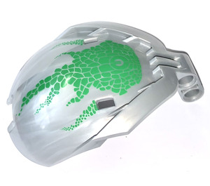 LEGO Pearl Light Gray Bionicle Bohrok Windscreen 4 x 5 x 7 with Green Scales and Lehvak-Kal Logo (41671)