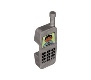 LEGO Pearl Light Gray Duplo Mobile Phone with Angry Man (14039 / 53296)