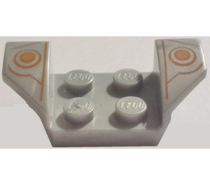 LEGO Pearl Light Gray Mudguard Plate 2 x 2 with Flared Wheel Arches with Orange Lines and Dots Pattern (41854)