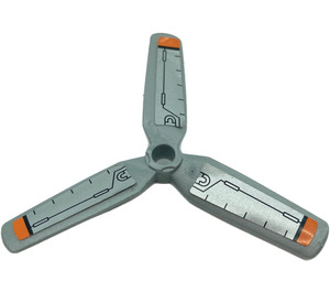 LEGO Pearl Light Gray Propeller 3 Blade 9 Diameter with Orange Tips and Black Lines Sticker without Recessed Center (15790)