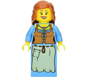 LEGO Peasant Smiling with Dark Orange Hair Minifigure