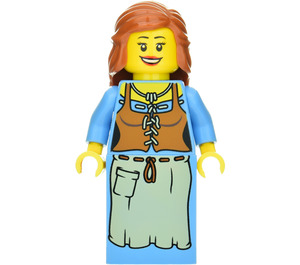 LEGO Peasant Smiling met Donkeroranje Haar Minifiguur