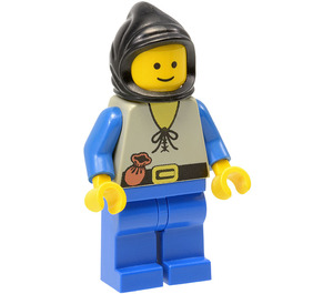 LEGO Peasant with Blue Legs and Black Hood