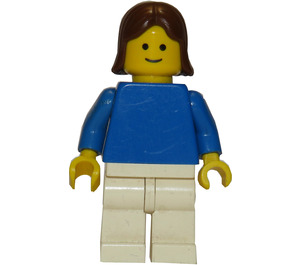 LEGO Person in Blue Top with Brown Mid-Length Hair Minifigure