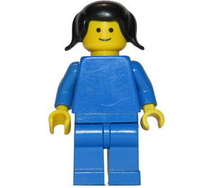 LEGO Person in Blue with Black Hair with Pigtails Minifigure