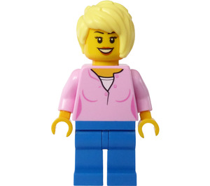 LEGO Person i Bright Rosa Skjorta med Bright Ljus Gul Hår Minifigur