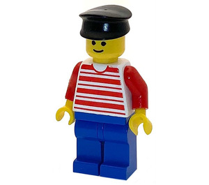 LEGO Person in Red Striped Shirt with Black Hat Minifigure