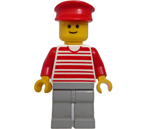 LEGO Person in Red Striped Shirt with Red Hat Minifigure