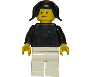 LEGO Person with Black Top and Black Hair with Pigtails Minifigure