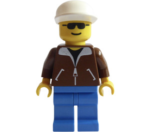 LEGO Person with Brown Jacket, White Cap Minifigure