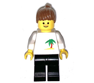 LEGO Person mit Freckles und Braun Haar mit Pferdeschwanz Minifigur