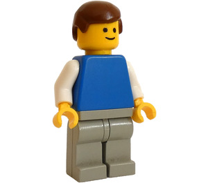 LEGO Person med Grå Ben og Brun Kort hår Minifigur