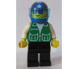 LEGO Person con Verde Chaqueta con Azul Casco con Estrellas Minifigura