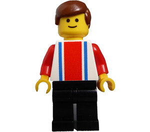 LEGO Person with Vertical Striped Top and Brown Short Hair Minifigure