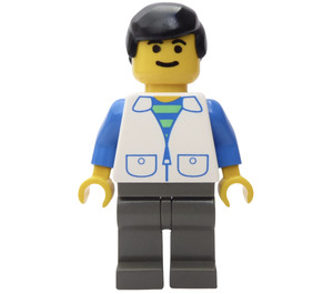 LEGO Person with White Suit with 2 Pockets, Black Hair Minifigure